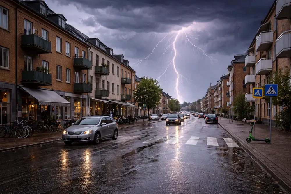 Blixt slog ner intill bostad i Nyköping