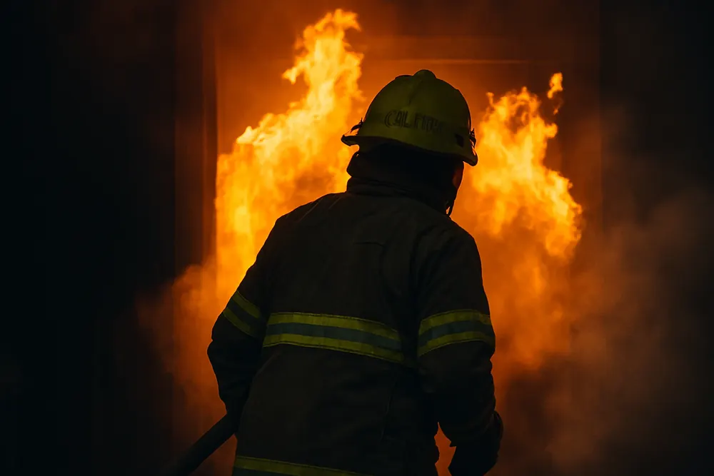Kraftig brand spreds till tak i Märsta