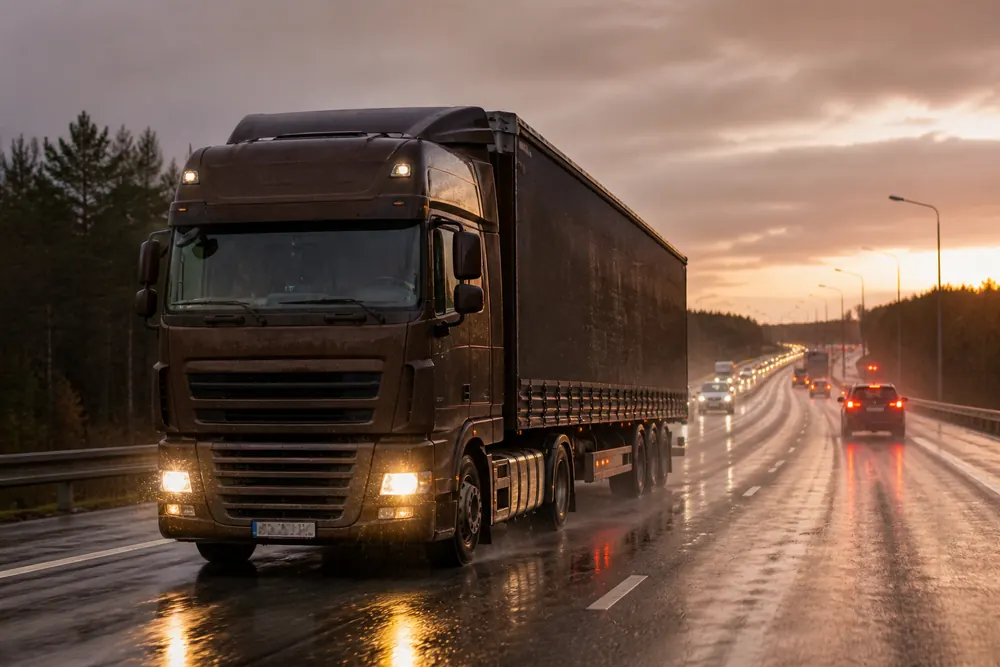 Lastbilskrock stoppar E18 utanför Örebro
