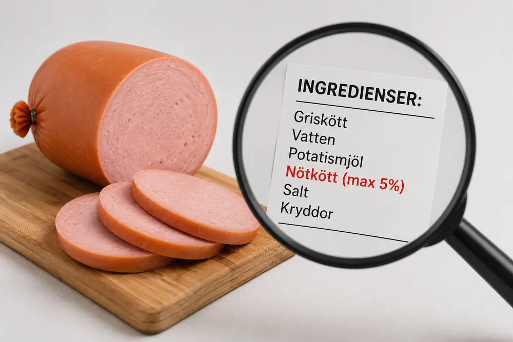 Test avslöjar mycket låg nötkötthalt i falukorvar