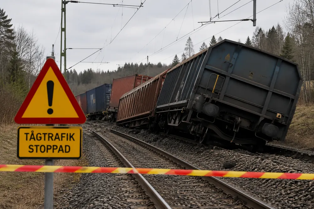 Godståg spårade ur – tågtrafik stoppad