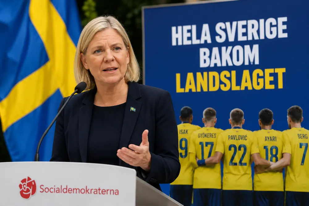Magdalena Andersson hyllar landslaget inför VM-matchen