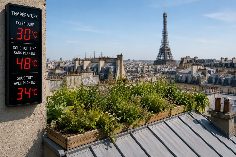 Takplanteringar lockar fler under Paris extrema värme