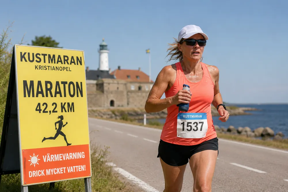 Susanne Urban trotsar värmen i Kustmaran