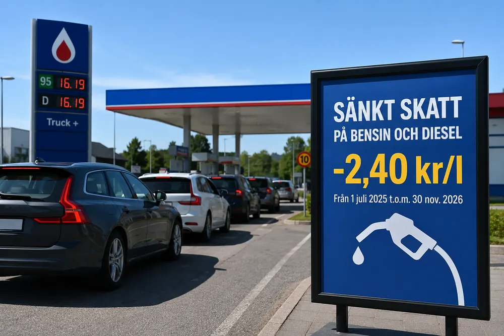 Skattesänkning väntas ge rusning till svenska bensinmackar