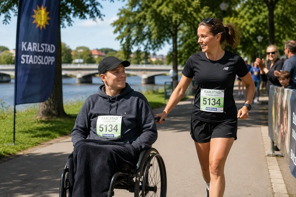 Samuel Rudholm genomförde stadsloppet i rullstol