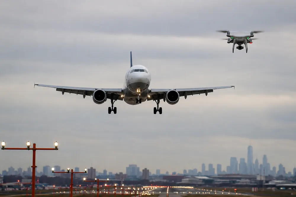 Drönare kolliderade med passagerarplan vid landning