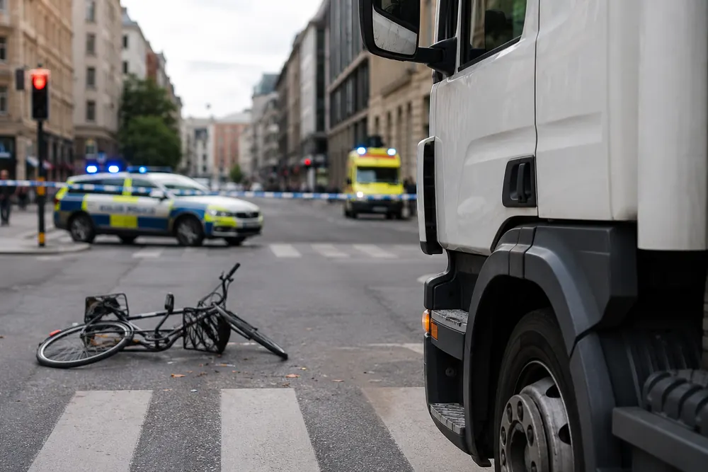 Cyklist avled efter kollision med lastbil